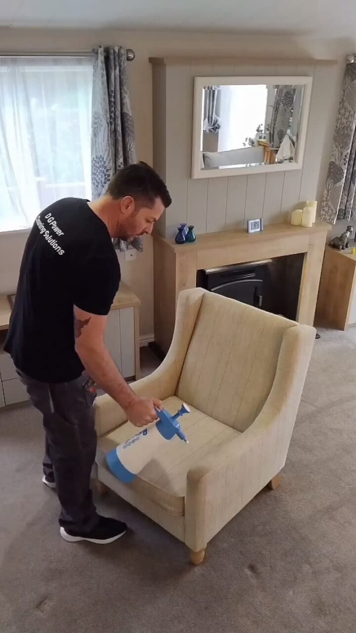 Static caravan armchair cleaning